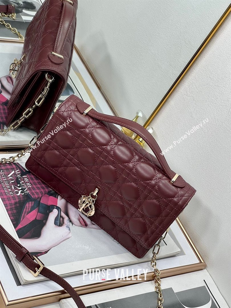 Dior My Dior Top Handle Bag in Latte Cannage Lambskin 8807 Burgundy 2024 (XXG-24081418)