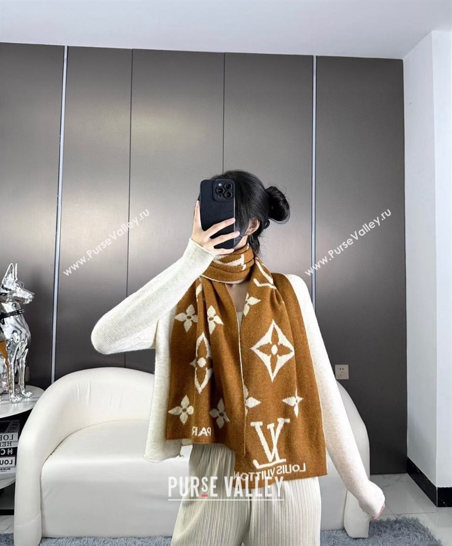 Louis Vuitton Cashmere Scarf LV112504 Light Brown 2024 (O-24112504)