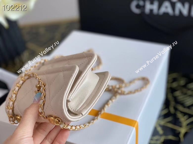 Chanel Quilted Lambskin Mini Flap Bag with Metal Button AP1664 White 2020 (JY-20111918)