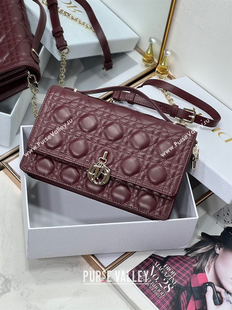 Dior My Dior Top Handle Bag in Latte Cannage Lambskin 8807 Burgundy 2024 (XXG-24081418)