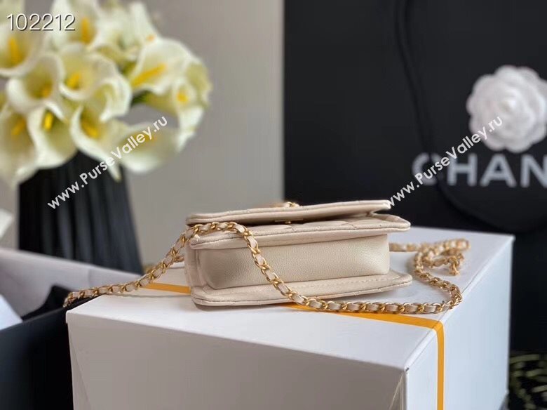 Chanel Quilted Lambskin Mini Flap Bag with Metal Button AP1664 White 2020 (JY-20111918)