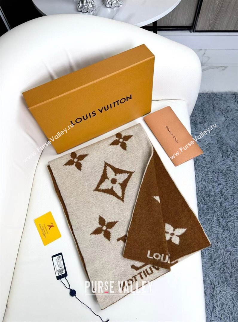 Louis Vuitton Cashmere Scarf LV112504 Light Brown 2024 (O-24112504)