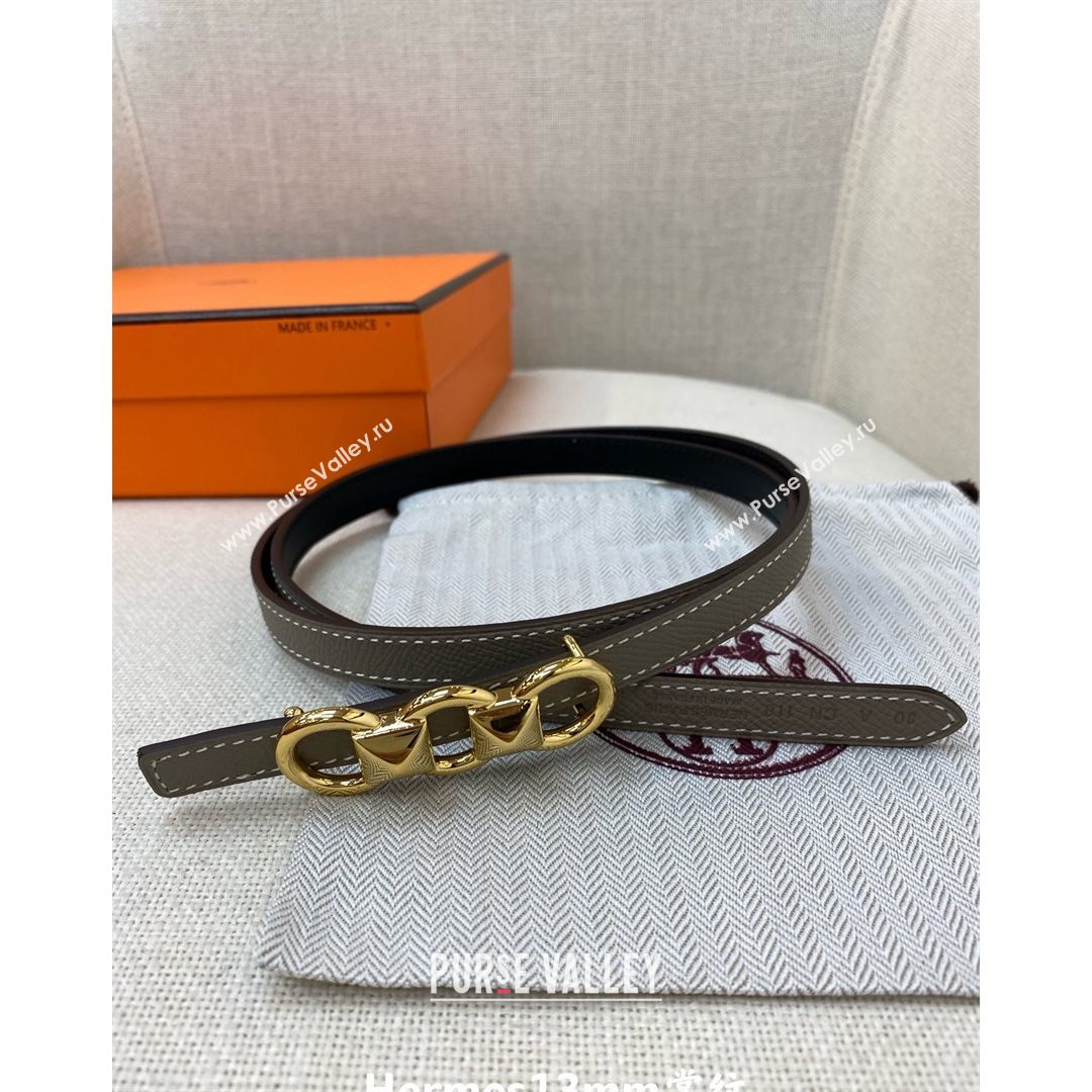 Hermes Mini Constance Reversible Leather Belt 13mm Grey 2021 (99-21082364)