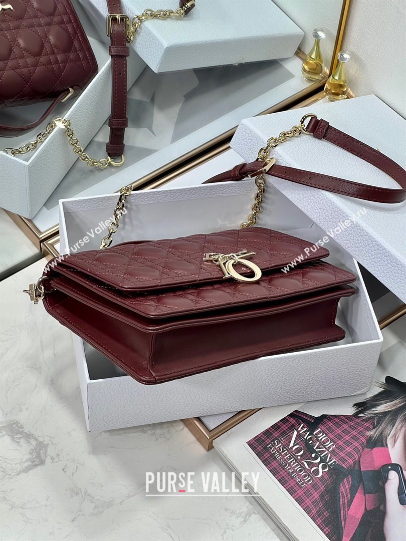 Dior My Dior Top Handle Bag in Latte Cannage Lambskin 8807 Burgundy 2024 (XXG-24081418)