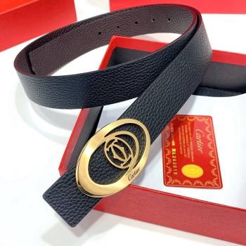 Cartier Leather Belt 35mm with Logo Buckle Black/Gold 2021 (99-21082365)
