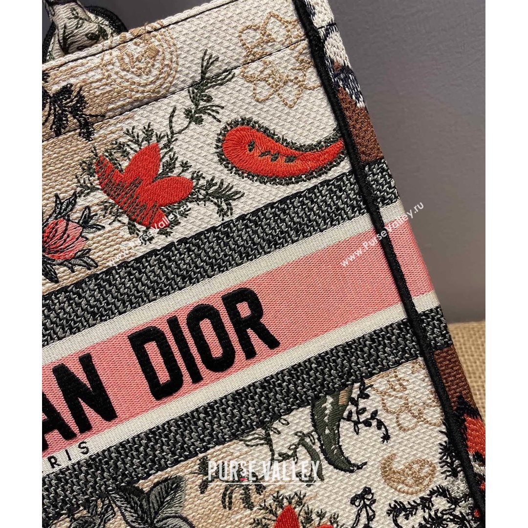 Dior Small Book Tote Bag in Pink Flora Embroidery 2021 M1286  (XXG-21080304)