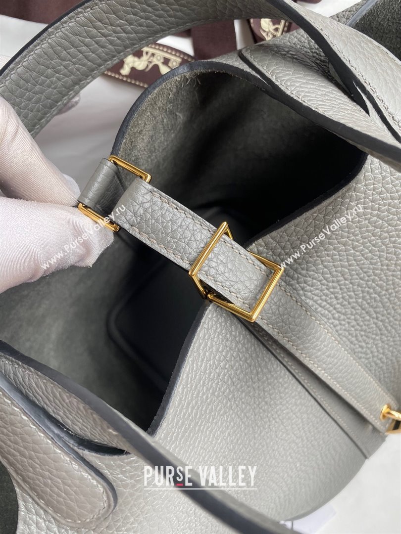 Hermes Picotin Lock Bag 18cm/22cm in Taurillon Clemence Leather Cumulonimbus Grey/Gold 2024 (Pure Handmade) (XYA-24042914)