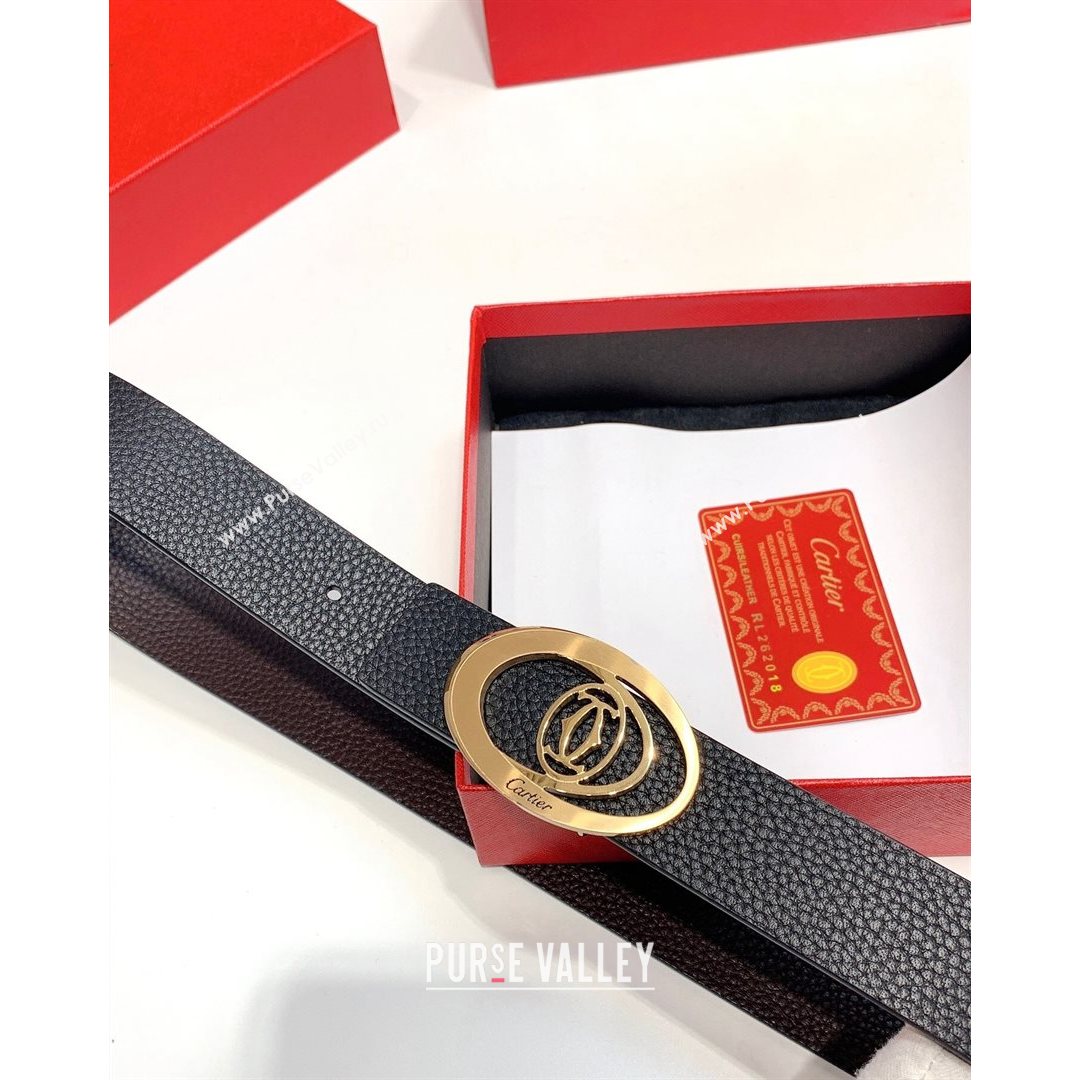 Cartier Leather Belt 35mm with Logo Buckle Black/Gold 2021 (99-21082365)