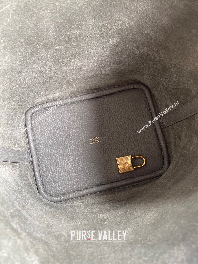 Hermes Picotin Lock Bag 18cm/22cm in Taurillon Clemence Leather Cumulonimbus Grey/Gold 2024 (Pure Handmade) (XYA-24042914)