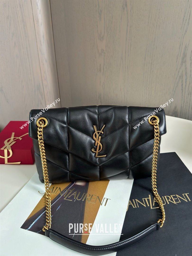 Saint Laurent Loulou Puffer Small Bag in Quilted Lambskin 577476 Black/Gold 2024 Top Quality (HONGS-24062624)