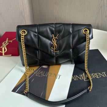 Saint Laurent Loulou Puffer Small Bag in Quilted Lambskin 577476 Black/Gold 2024 Top Quality (HONGS-24062624)