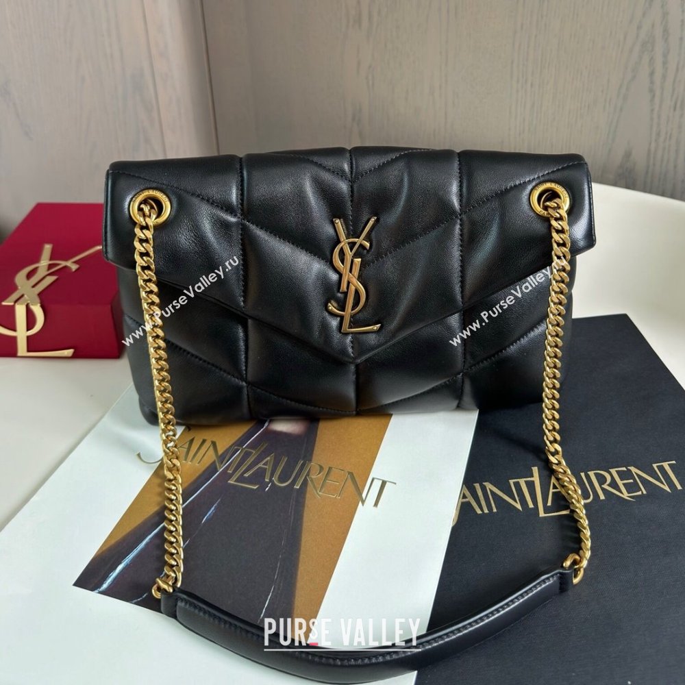 Saint Laurent Loulou Puffer Small Bag in Quilted Lambskin 577476 Black/Gold 2024 Top Quality (HONGS-24062624)