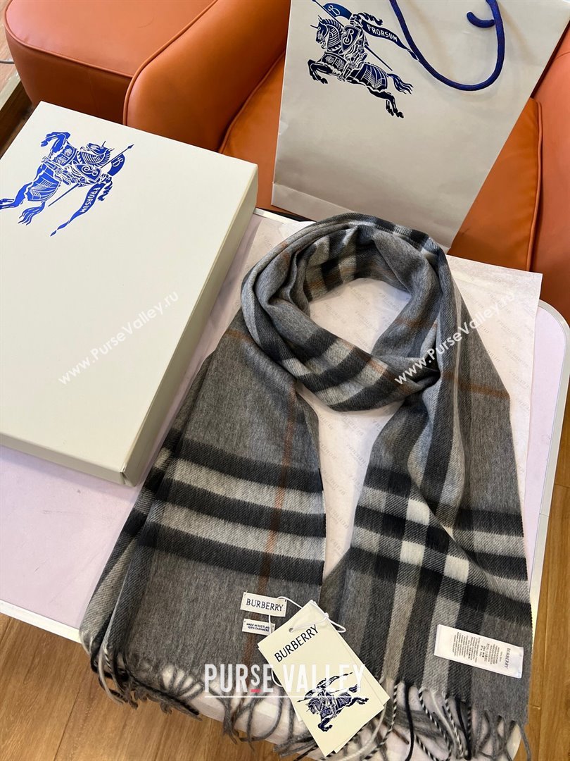 Burberry Check Cashmere Scarf B112508 Grey 2024 Top Quality (O-24112508)