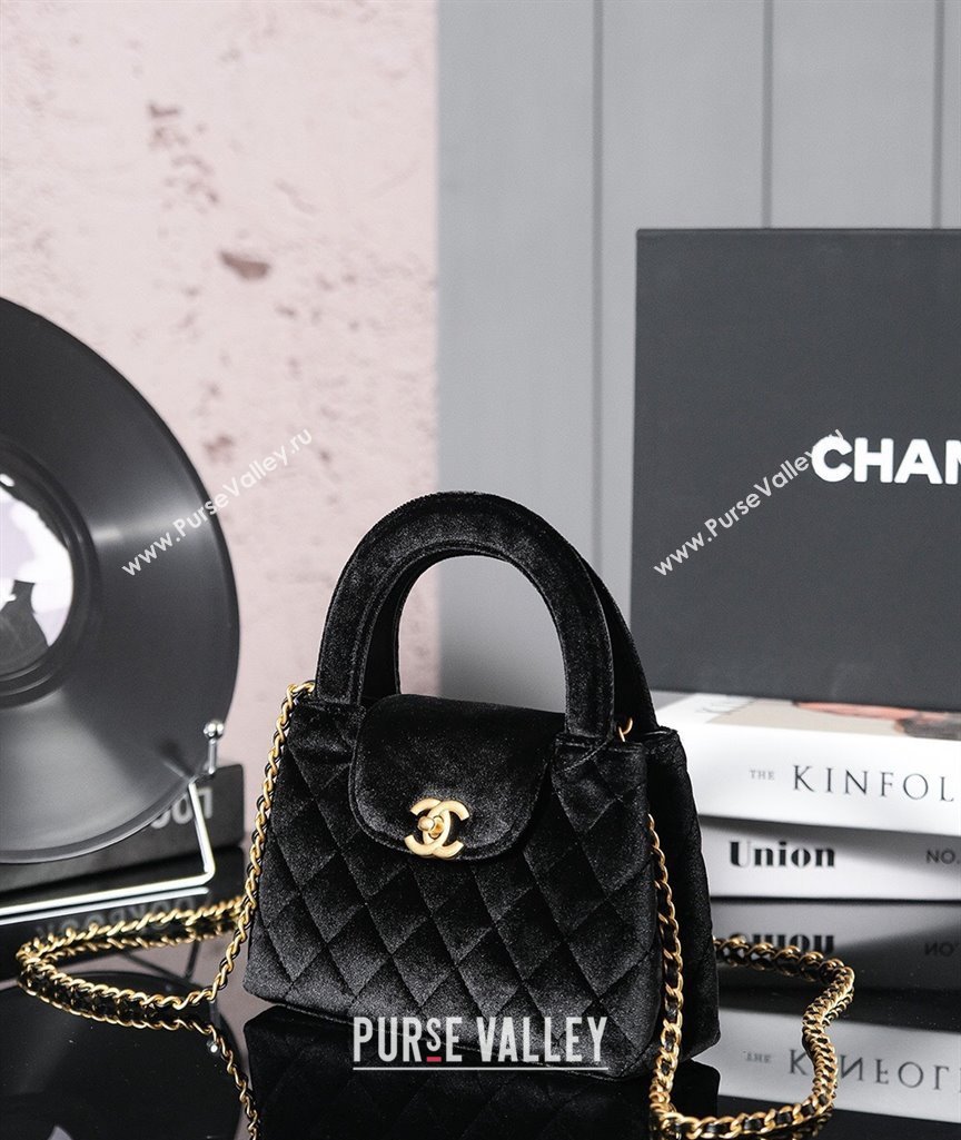 Chanel Mini Shopping Bag in Black Velvet AS4416 2024 (yezi-240927037)