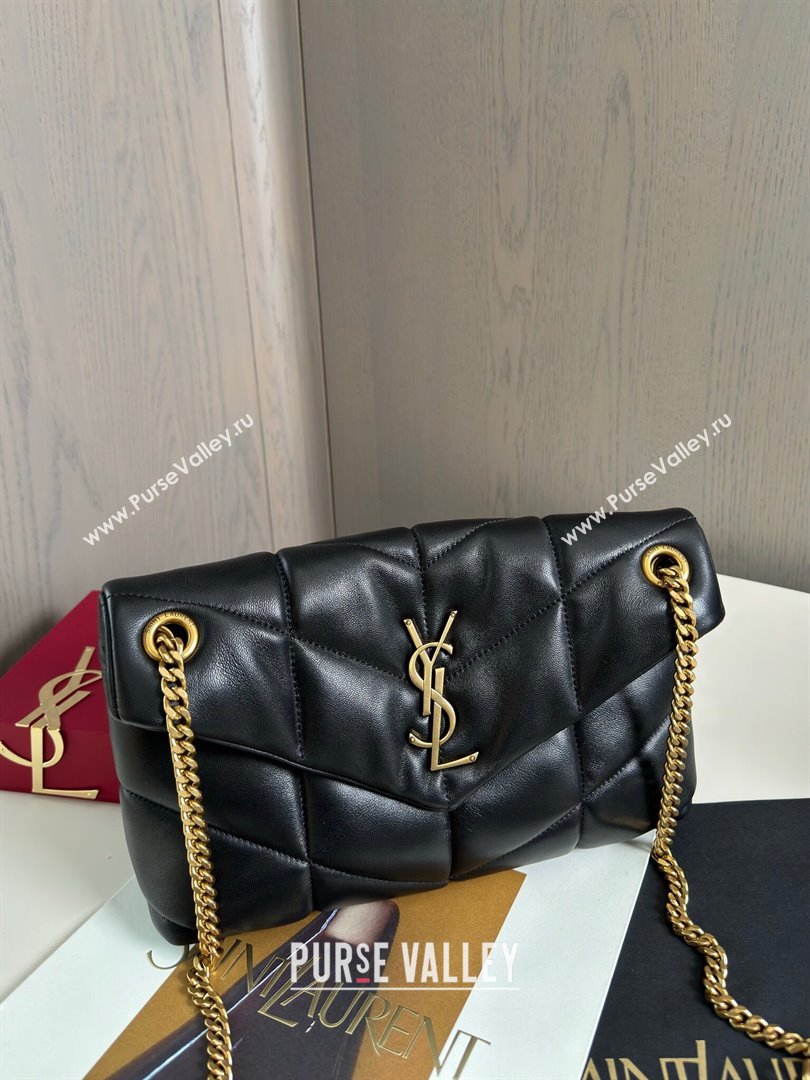 Saint Laurent Loulou Puffer Small Bag in Quilted Lambskin 577476 Black/Gold 2024 Top Quality (HONGS-24062624)