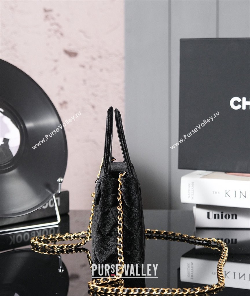 Chanel Mini Shopping Bag in Black Velvet AS4416 2024 (yezi-240927037)