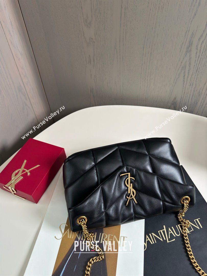 Saint Laurent Loulou Puffer Small Bag in Quilted Lambskin 577476 Black/Gold 2024 Top Quality (HONGS-24062624)