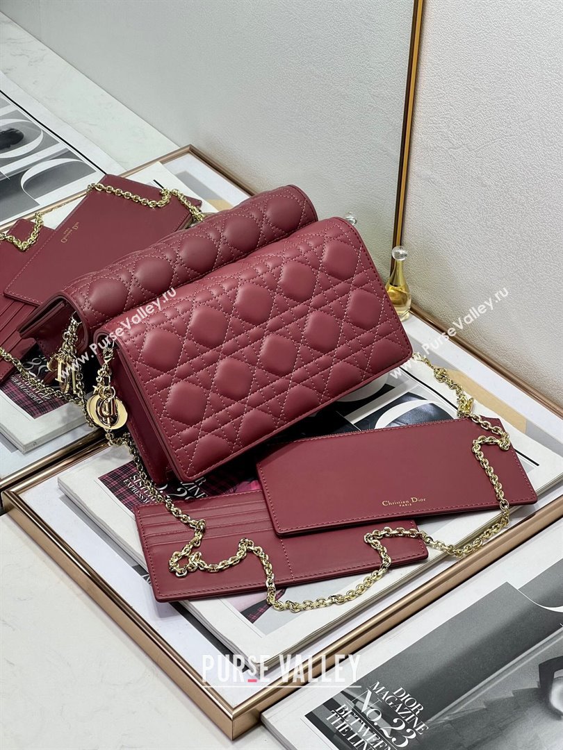 Dior Lady Dior Pouch in Cannage Lambskin M81B Burgundy 2024 (XXG-24081513)