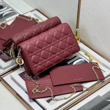 Dior Lady Dior Pouch in Cannage Lambskin M81B Burgundy 2024 (XXG-24081513)