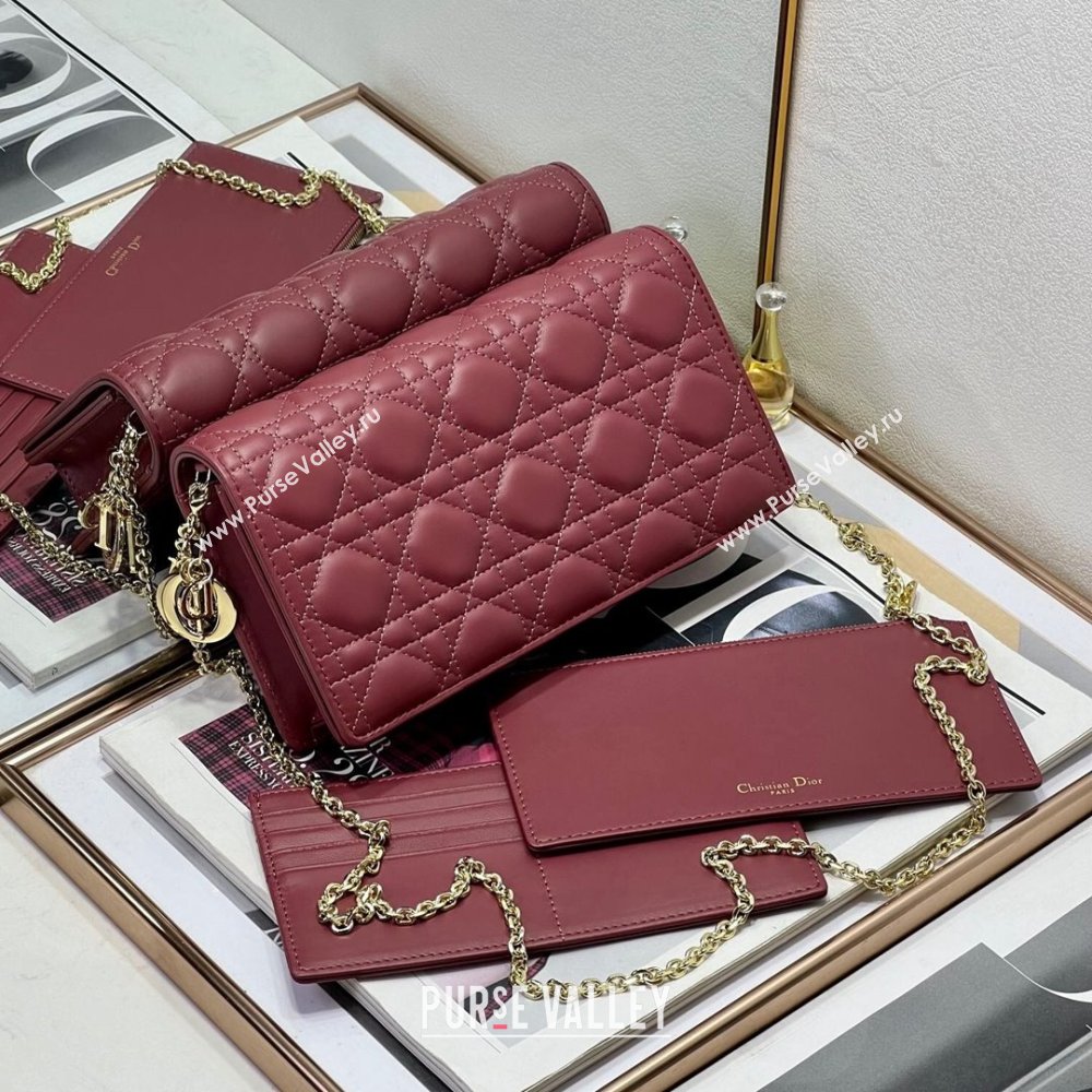 Dior Lady Dior Pouch in Cannage Lambskin M81B Burgundy 2024 (XXG-24081513)