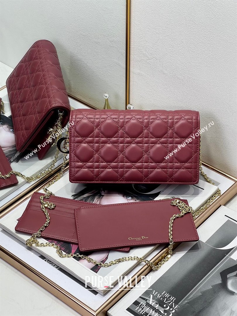 Dior Lady Dior Pouch in Cannage Lambskin M81B Burgundy 2024 (XXG-24081513)