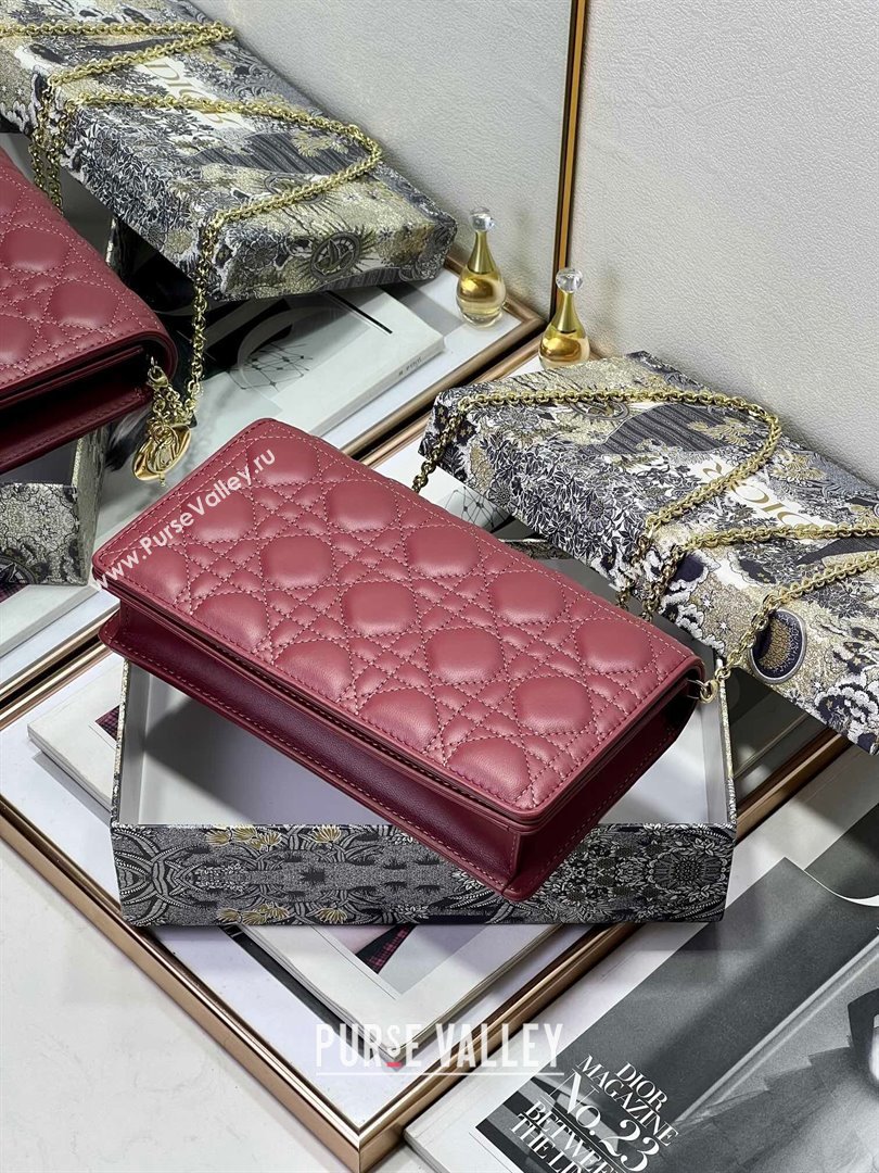 Dior Lady Dior Pouch in Cannage Lambskin M81B Burgundy 2024 (XXG-24081513)