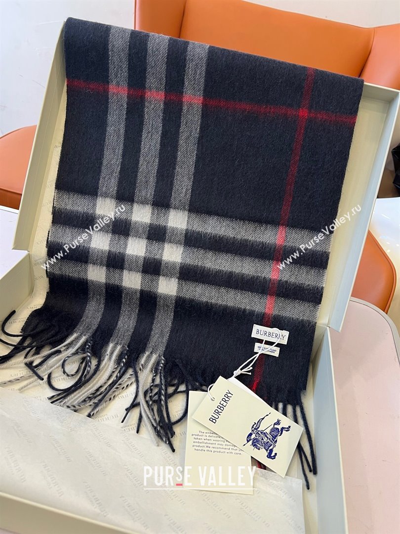 Burberry Check Cashmere Scarf B112511 Deep Blue 2024 Top Quality (O-24112511)