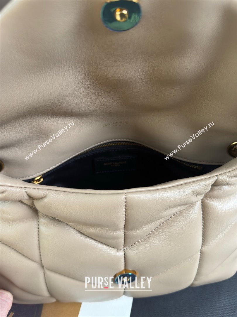 Saint Laurent Loulou Puffer Small Bag in Quilted Lambskin 577476 Beige/Gold 2024 Top Quality (HONGS-24062625)