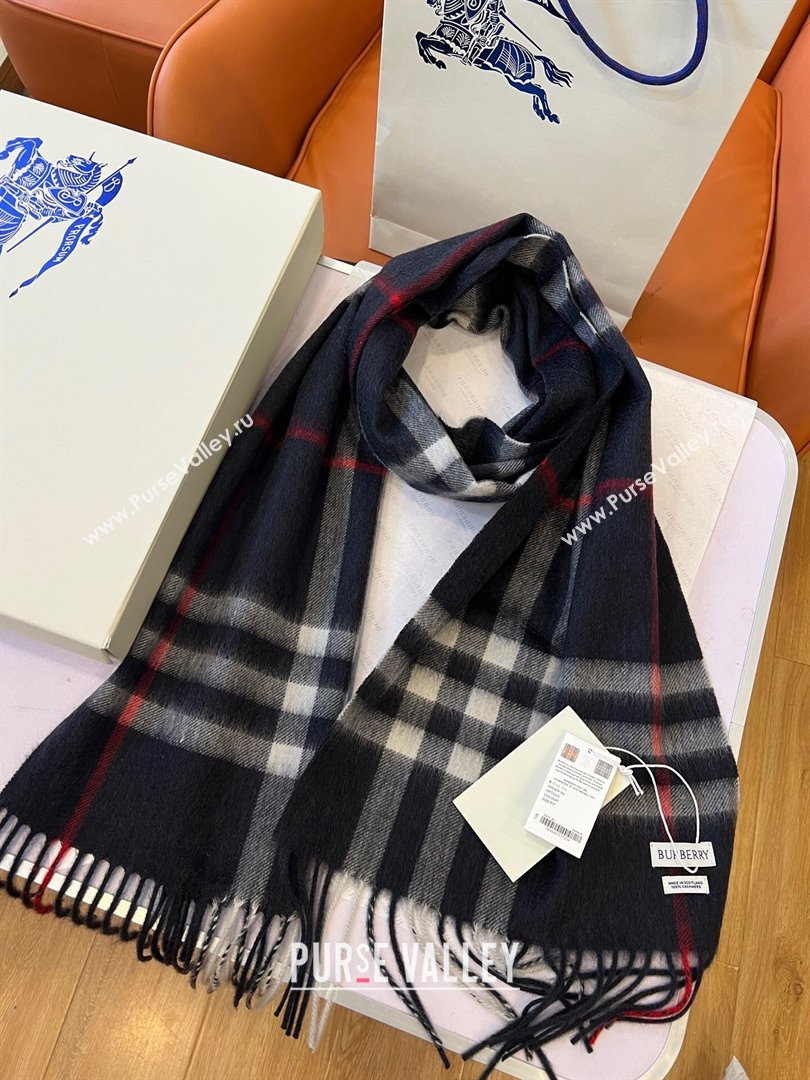 Burberry Check Cashmere Scarf B112511 Deep Blue 2024 Top Quality (O-24112511)