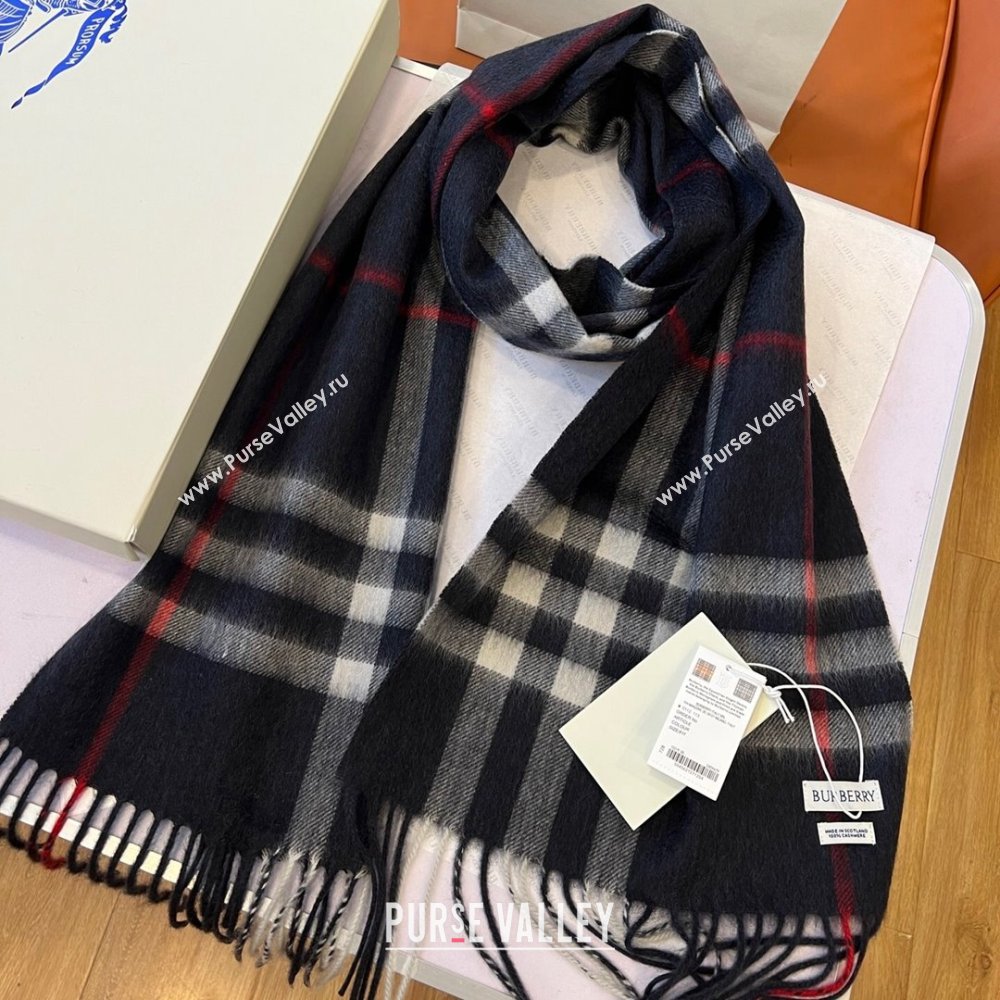 Burberry Check Cashmere Scarf B112511 Deep Blue 2024 Top Quality (O-24112511)