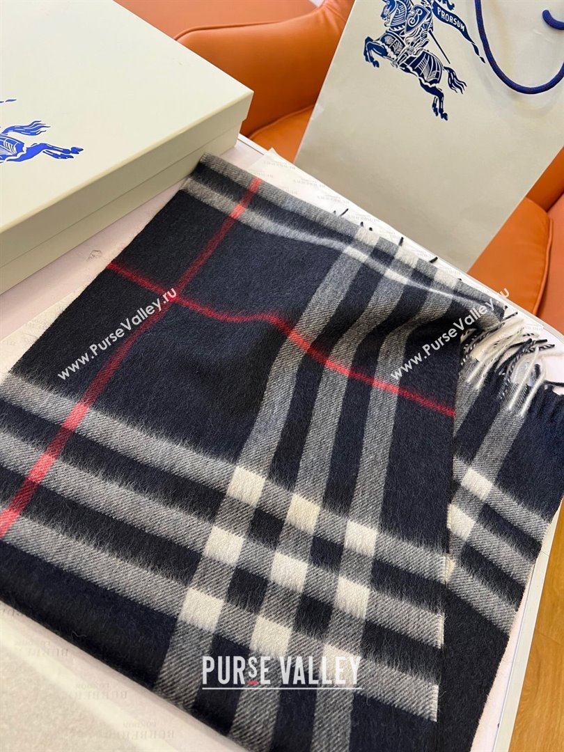 Burberry Check Cashmere Scarf B112511 Deep Blue 2024 Top Quality (O-24112511)