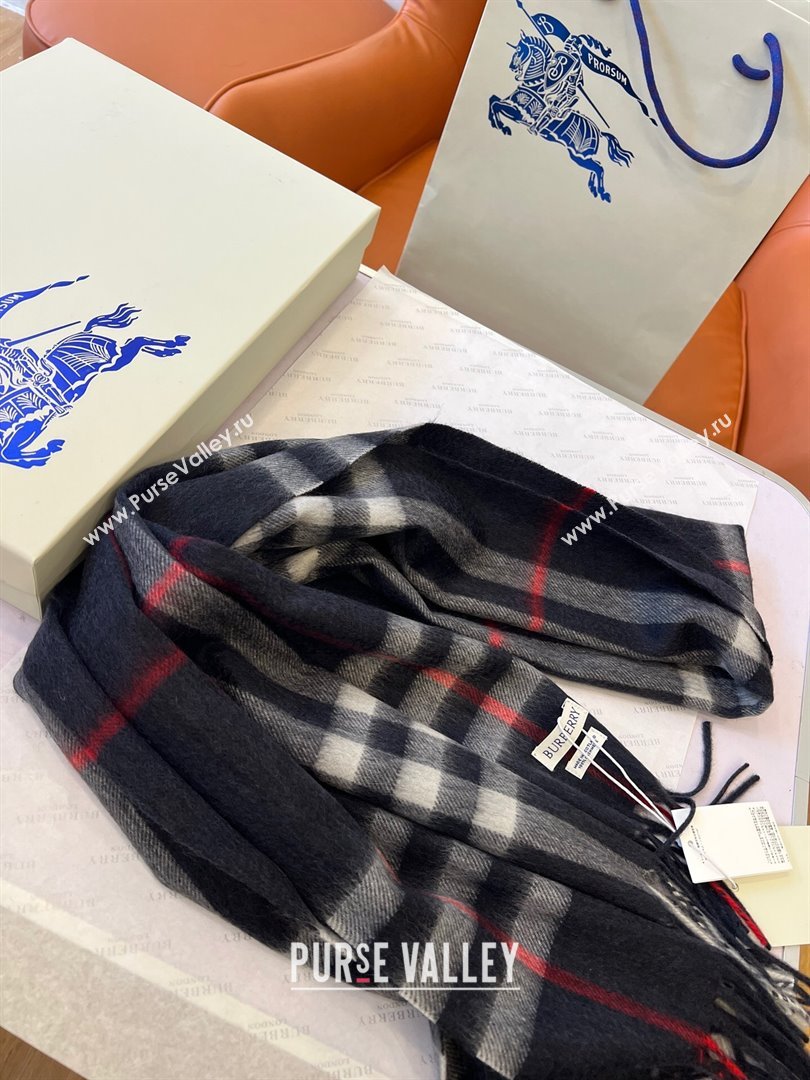 Burberry Check Cashmere Scarf B112511 Deep Blue 2024 Top Quality (O-24112511)