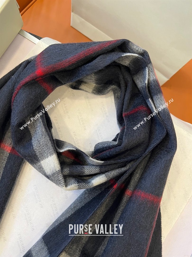 Burberry Check Cashmere Scarf B112511 Deep Blue 2024 Top Quality (O-24112511)