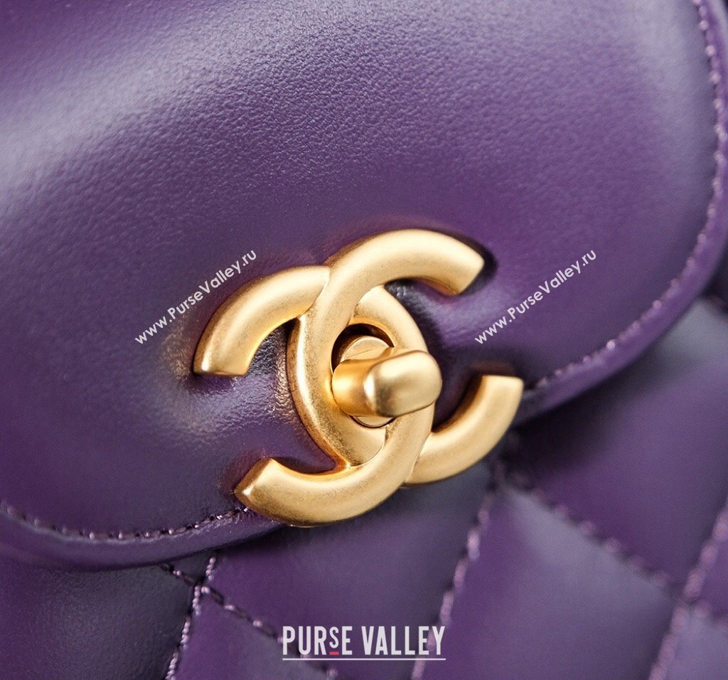 Chanel Shiny Calfskin Mini Shopping Bag AS4416 Dark Purple 2024 (yezi-240927038)