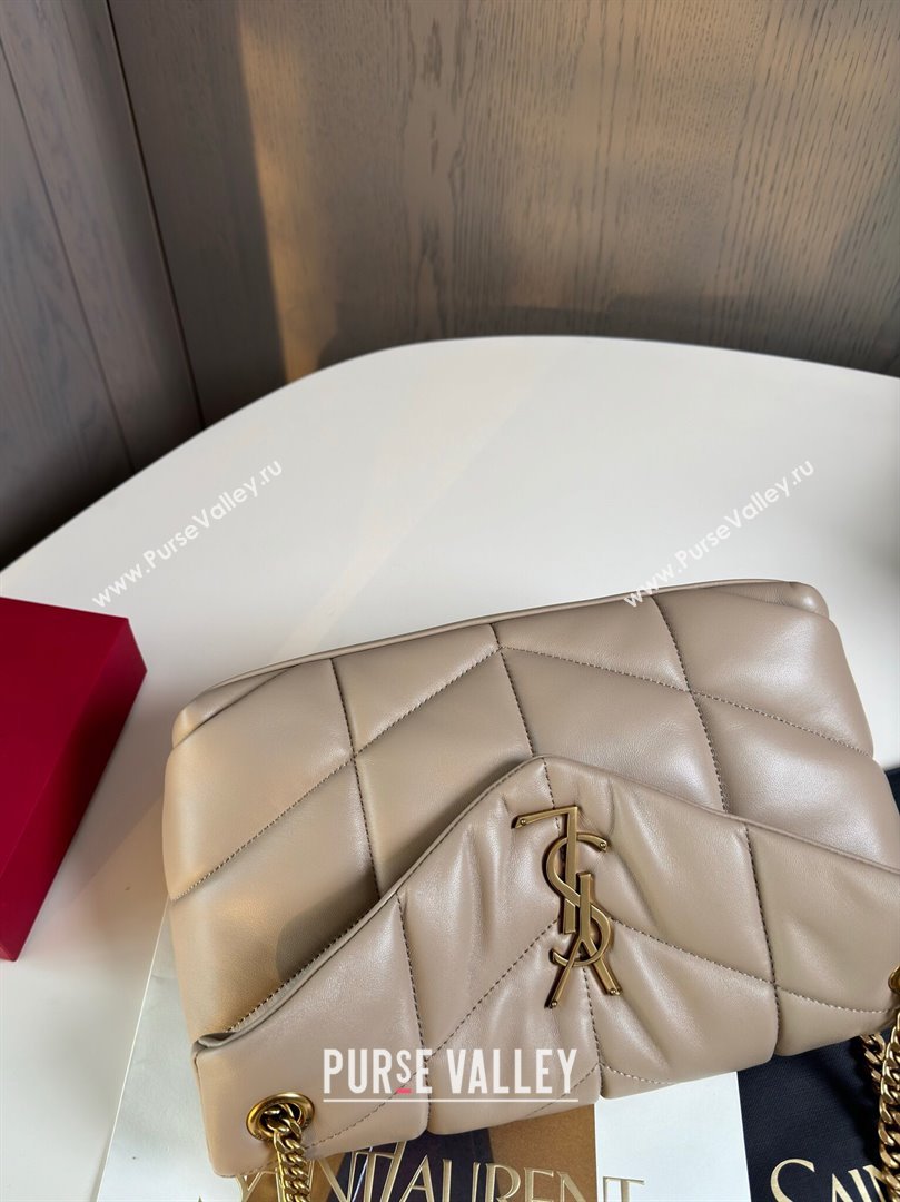 Saint Laurent Loulou Puffer Small Bag in Quilted Lambskin 577476 Beige/Gold 2024 Top Quality (HONGS-24062625)