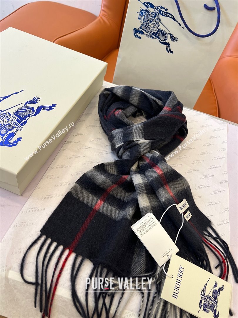 Burberry Check Cashmere Scarf B112511 Deep Blue 2024 Top Quality (O-24112511)