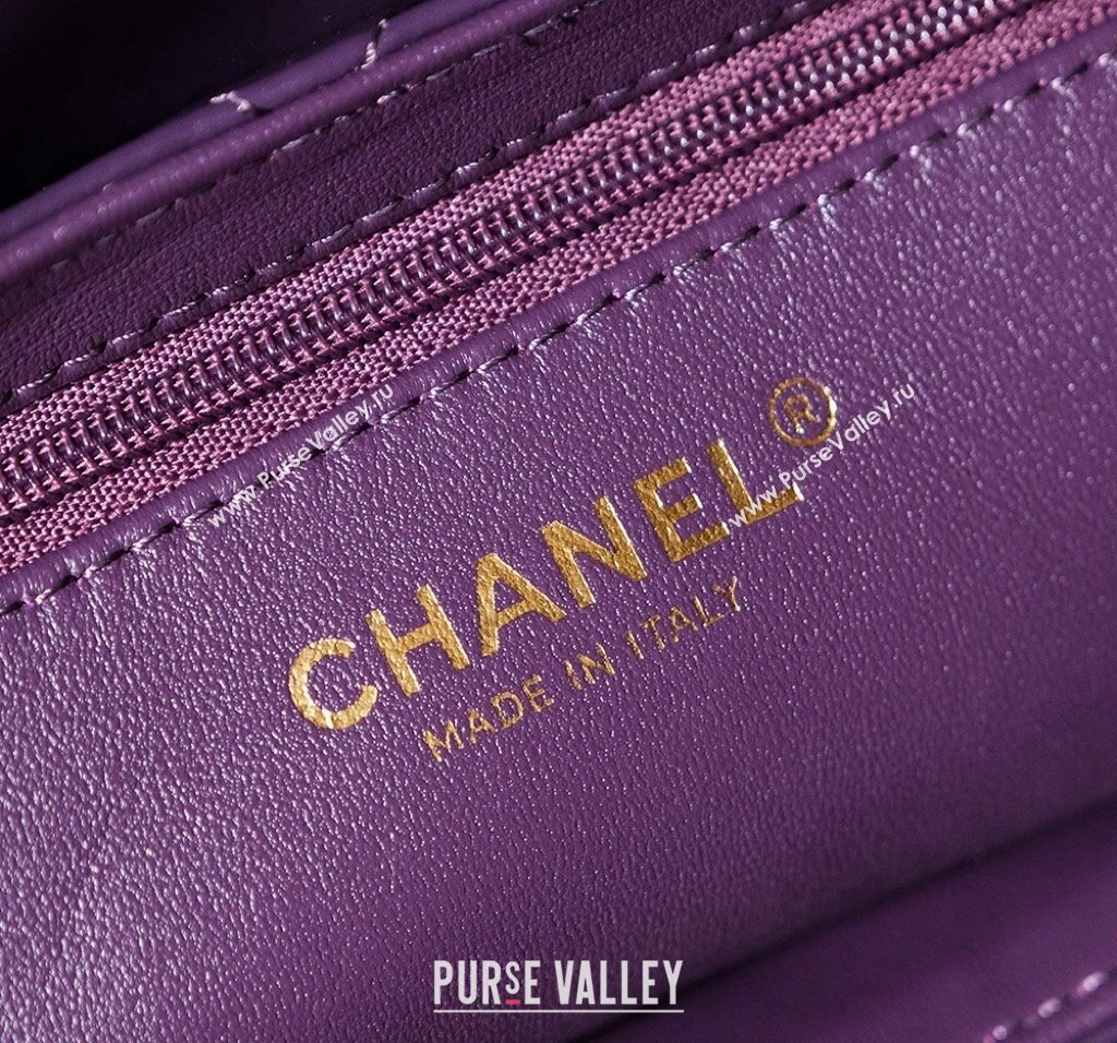 Chanel Shiny Calfskin Mini Shopping Bag AS4416 Dark Purple 2024 (yezi-240927038)