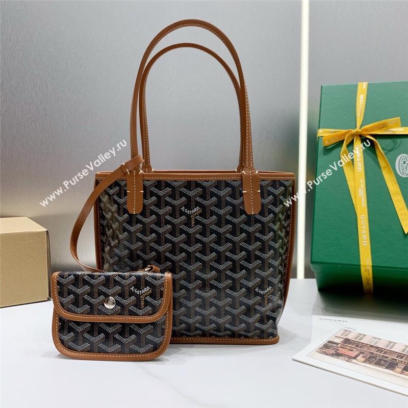 Goyard Anjou Mini Tote Bag 2321 Black/Brown 2023 Top (ZH-239607)