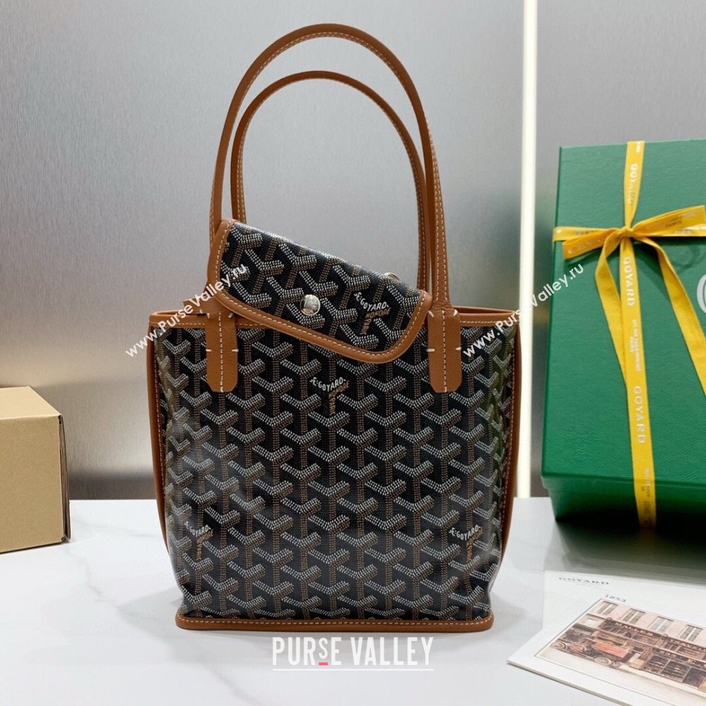 Goyard Anjou Mini Tote Bag 2321 Black/Brown 2023 Top (ZH-239607)