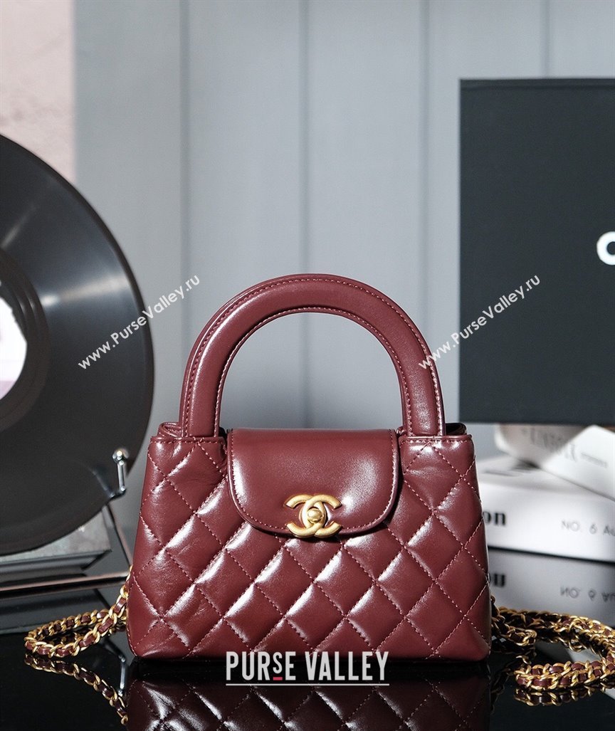 Chanel Shiny Calfskin Mini Shopping Bag AS4416 Dark Brown 2024 (yezi-240927039)