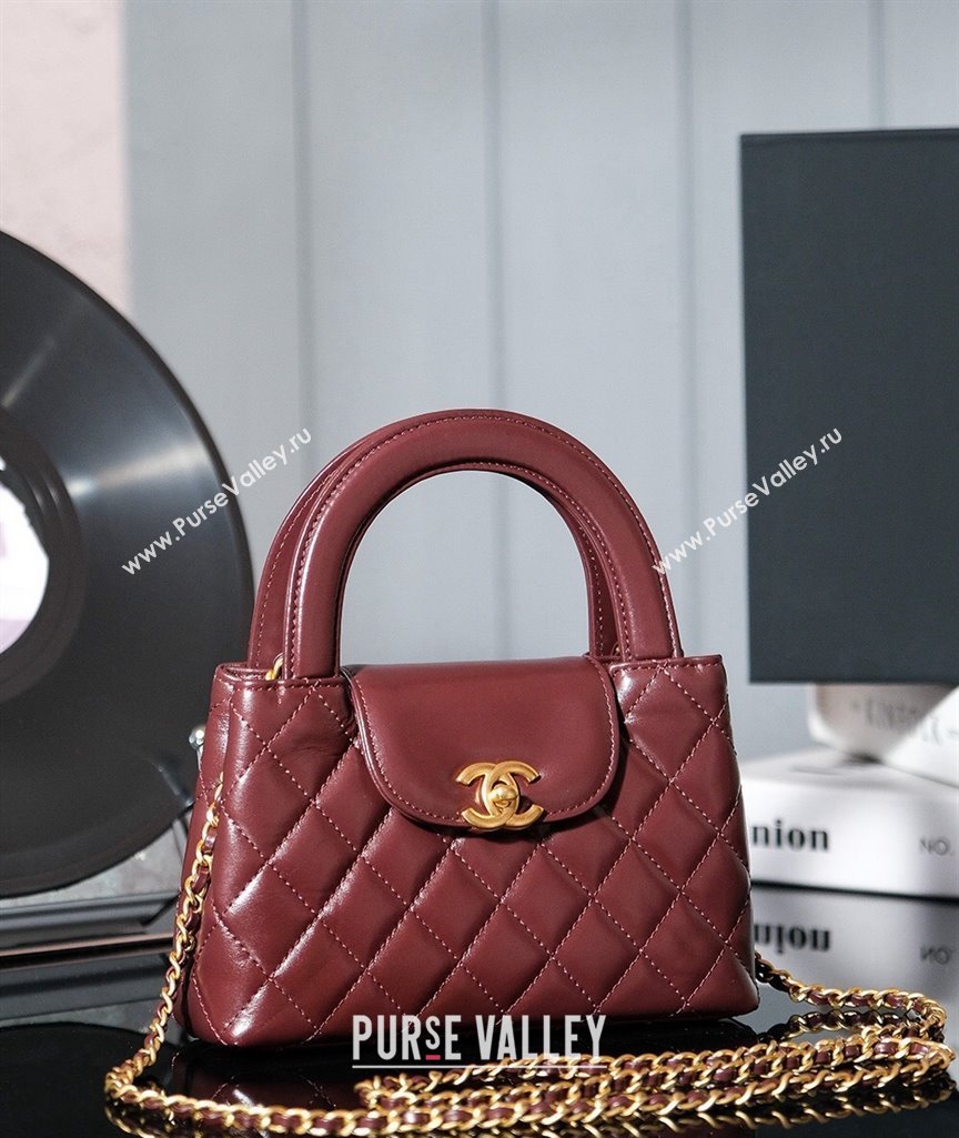 Chanel Shiny Calfskin Mini Shopping Bag AS4416 Dark Brown 2024 (yezi-240927039)