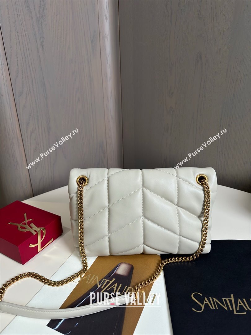 Saint Laurent Loulou Puffer Small Bag in Quilted Lambskin 577476 Off-white/Gold 2024 Top Quality (HONGS-24062626)