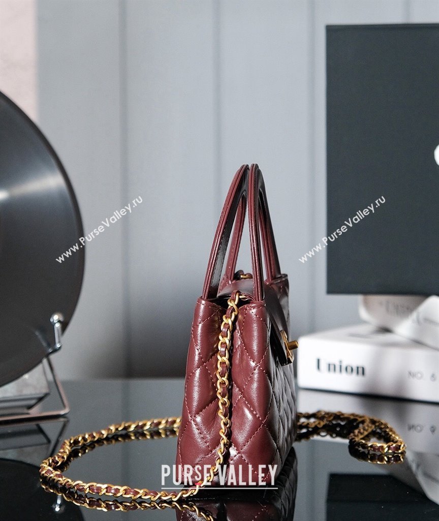 Chanel Shiny Calfskin Mini Shopping Bag AS4416 Dark Brown 2024 (yezi-240927039)