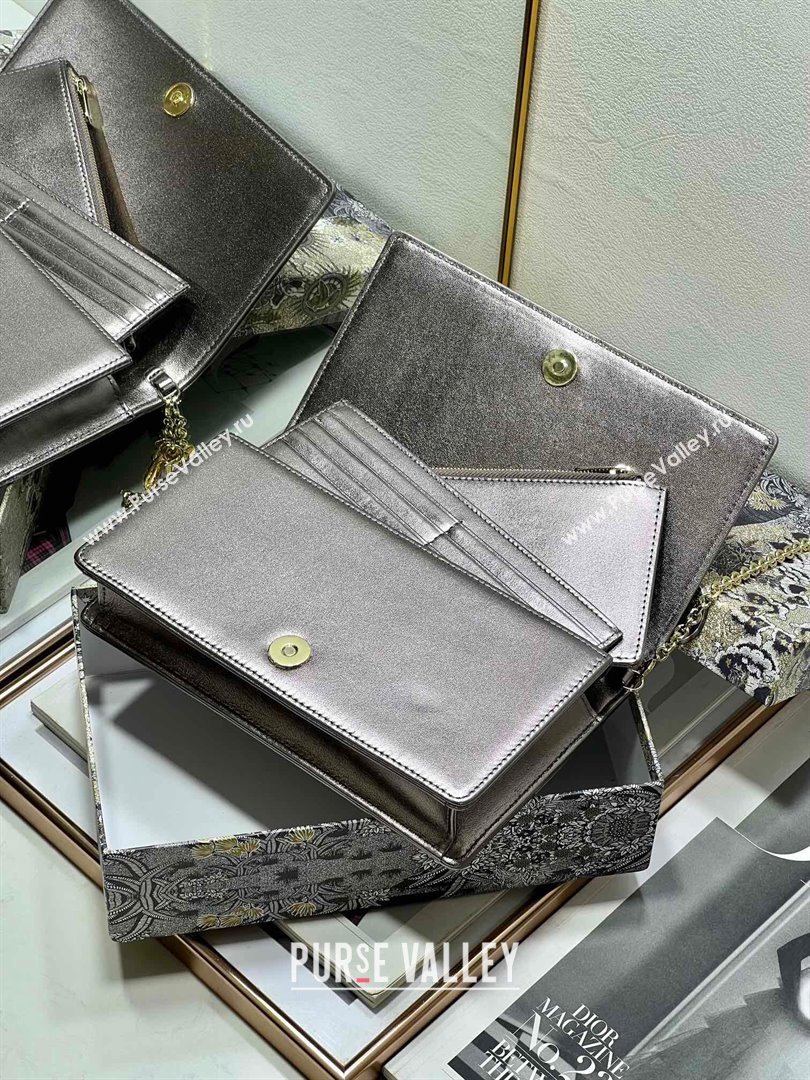 Dior Lady Dior Pouch in Metallic Leather M81B Silver Gray 2024 (XXG-24081514)