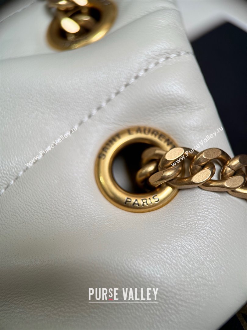 Saint Laurent Loulou Puffer Small Bag in Quilted Lambskin 577476 Off-white/Gold 2024 Top Quality (HONGS-24062626)