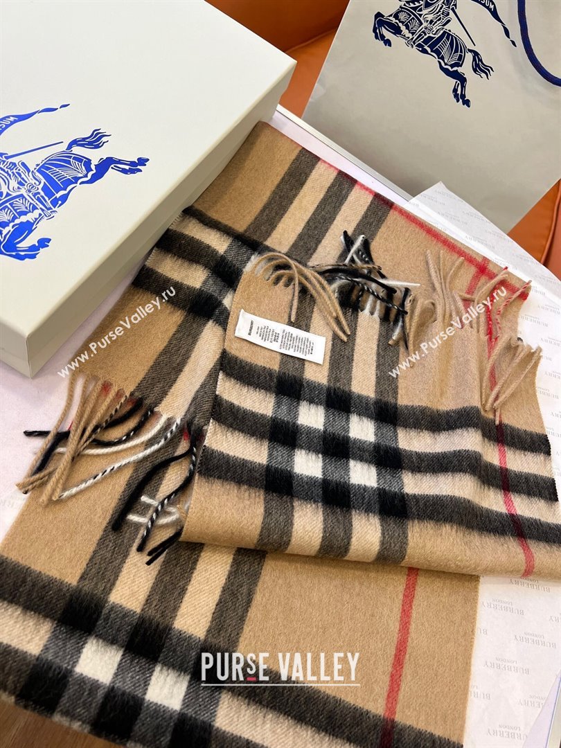 Burberry Check Cashmere Scarf B112510 Khaki 2024 Top Quality (O-24112510)