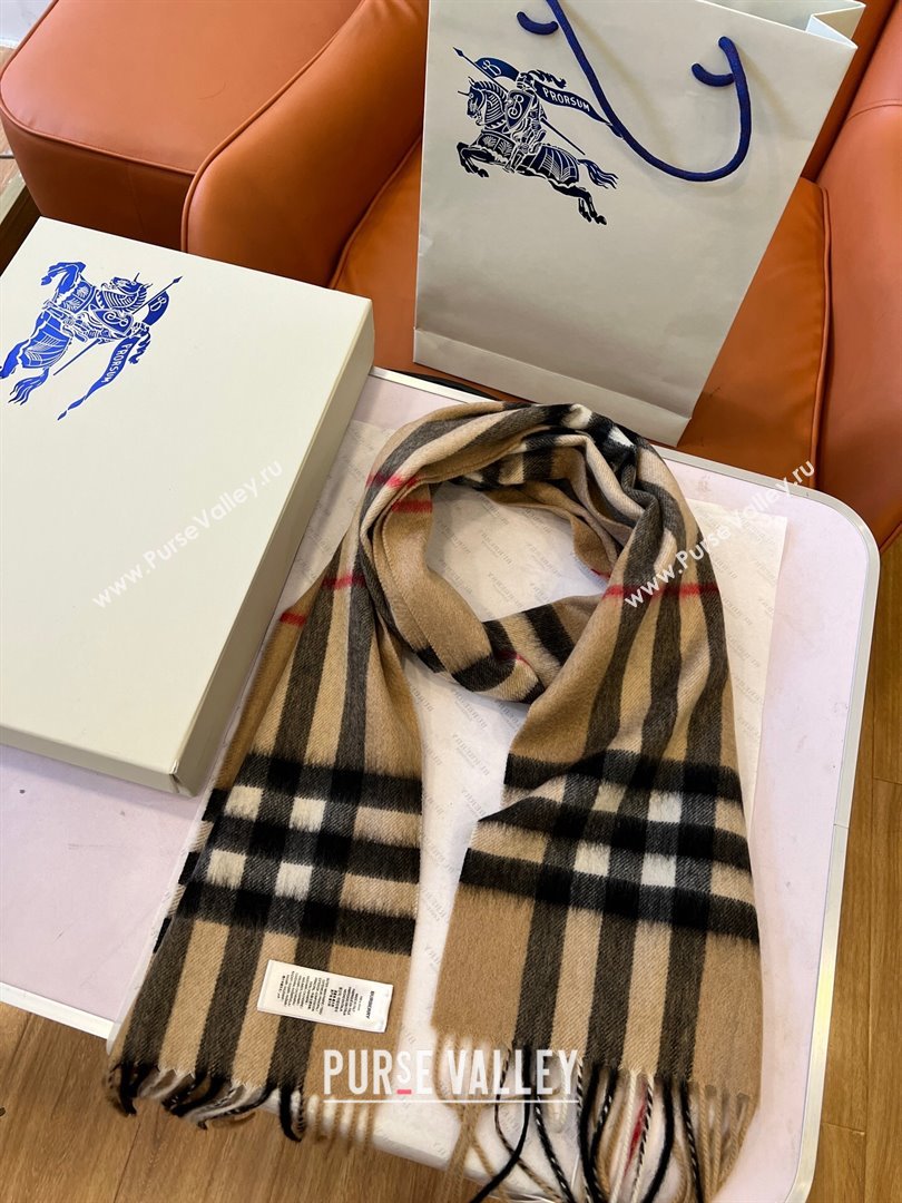 Burberry Check Cashmere Scarf B112510 Khaki 2024 Top Quality (O-24112510)