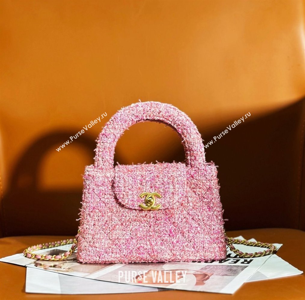 Chanel Tweed Mini Shopping Bag AS4416 Light Pink 2024 (yezi-240927041)