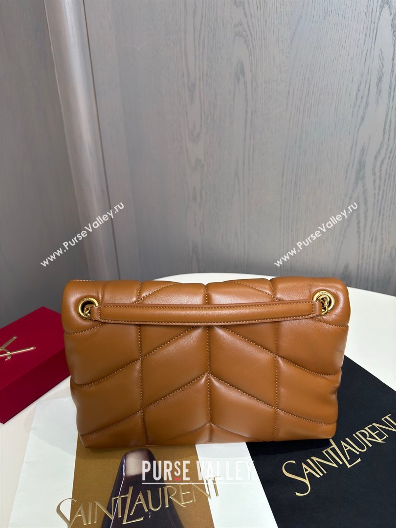 Saint Laurent Loulou Puffer Small Bag in Quilted Lambskin 577476 Caramel/Gold 2024 Top Quality (HONGS-24062627)