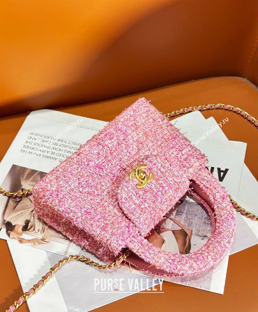 Chanel Tweed Mini Shopping Bag AS4416 Light Pink 2024 (yezi-240927041)